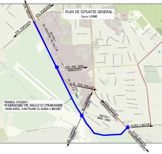 Închidere Inel de Trafic Zona de Sud a Municipiului Craiova – Casetare Canal Deschis, Modernizare Str. Râului cu Străpungere DN56 – DN55 Joncțiune cu Aleea 2 Bechet
