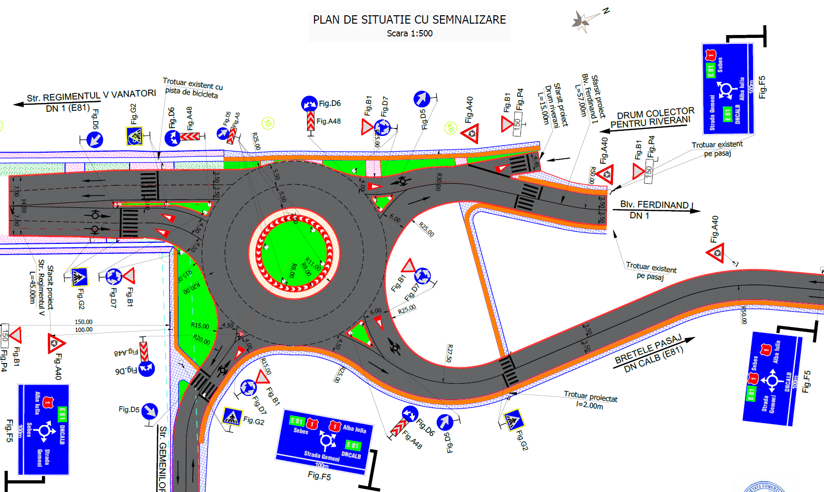 Amenajare Sens Giratoriu la Intersecția Străzilor Regiment V Vânători, B-dul. Ferdinand I și DN CALB
